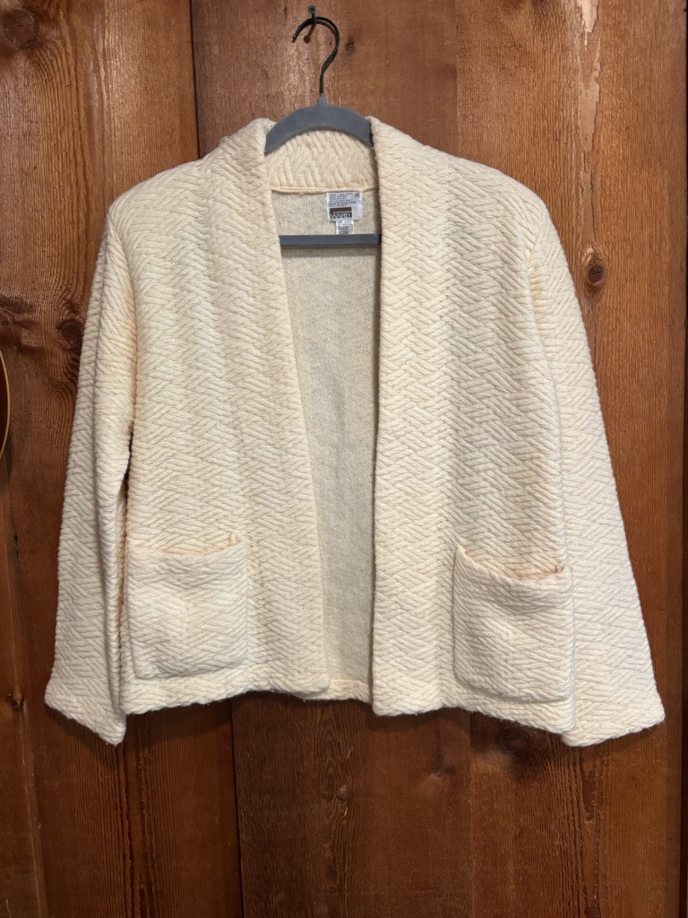 Vintage Montgomery Ward Angora Lambswool Open Cardigan Sweater Cream Medium